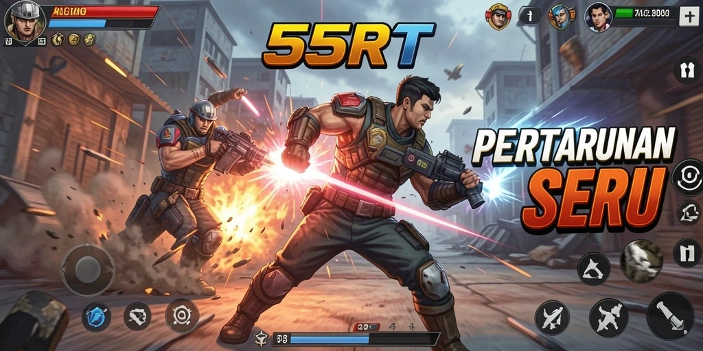 Tampilan gameplay Action menegangkan di 55RT dengan aksi seru.