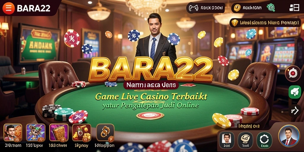Screenshot BARA22 menampilkan dealer langsung dalam permainan Live Casino.