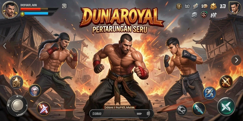 Tampilan gameplay DUNIAROYAL dengan aksi pertarungan seru.