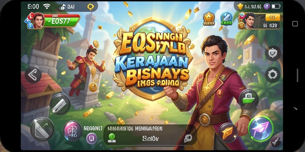 Screenshot gameplay <strong>EOS77</strong> yang menunjukkan aktivitas membangun usaha.
