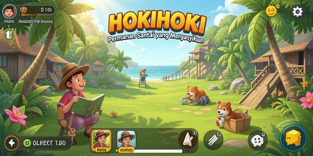 Tampilan menarik dari gameplay HOKIHOKI yang penuh warna.