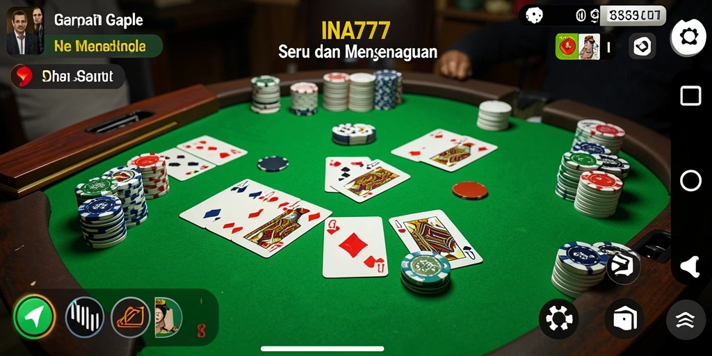 Screenshot gameplay Gaple di INA777 menampilkan keseruan bermain dengan teman.
